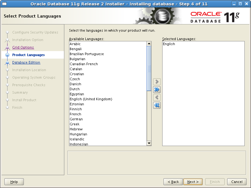 Screenshot-Oracle Database 11g Release 2 Installer - Installing database - Step 4 of 11